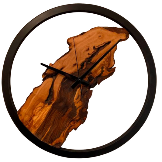 Rustic Olive Wood Wall Clock resinwoodliving