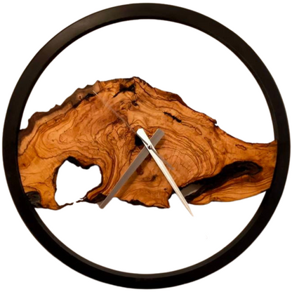 Rustic Olive Wood Wall Clock resinwoodliving