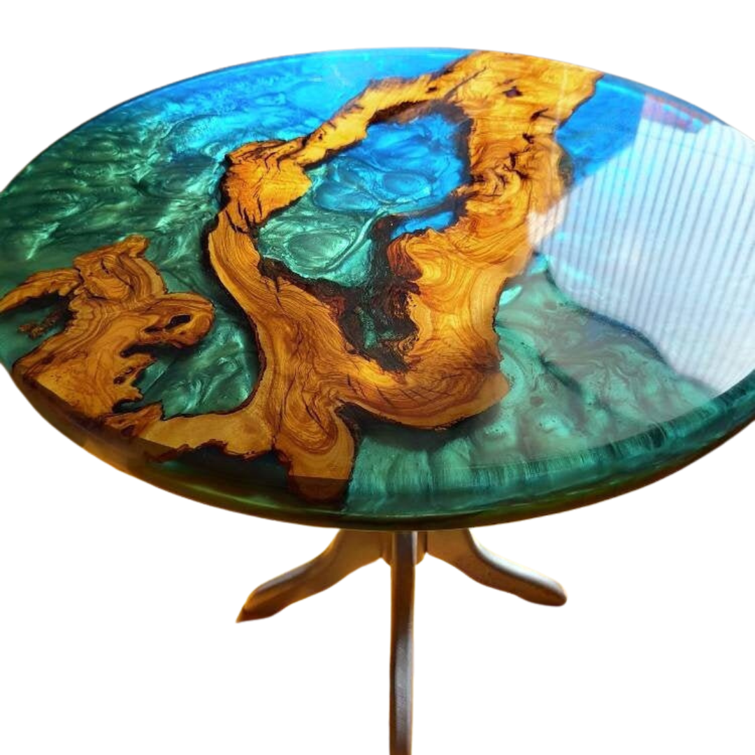 Epoxy Resin & Wood Table Top - Metallic Bicolor resinwoodliving