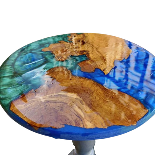 Epoxy Resin & Wood Table Top - Metallic Bicolor resinwoodliving