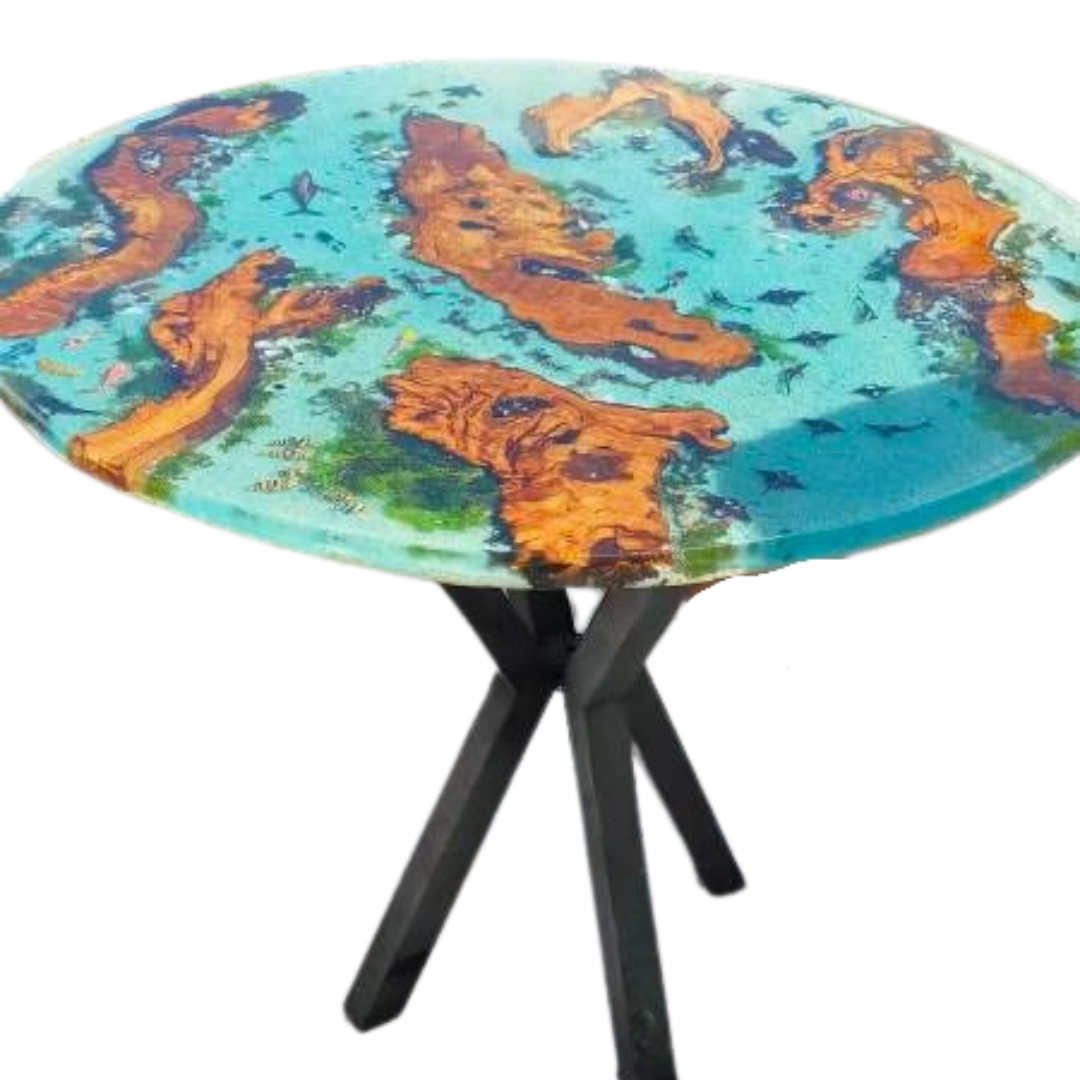 Epoxy Resin & Wood Table Top - Aquarium resinwoodliving