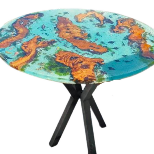 Epoxy Resin & Wood Table Top - Aquarium resinwoodliving