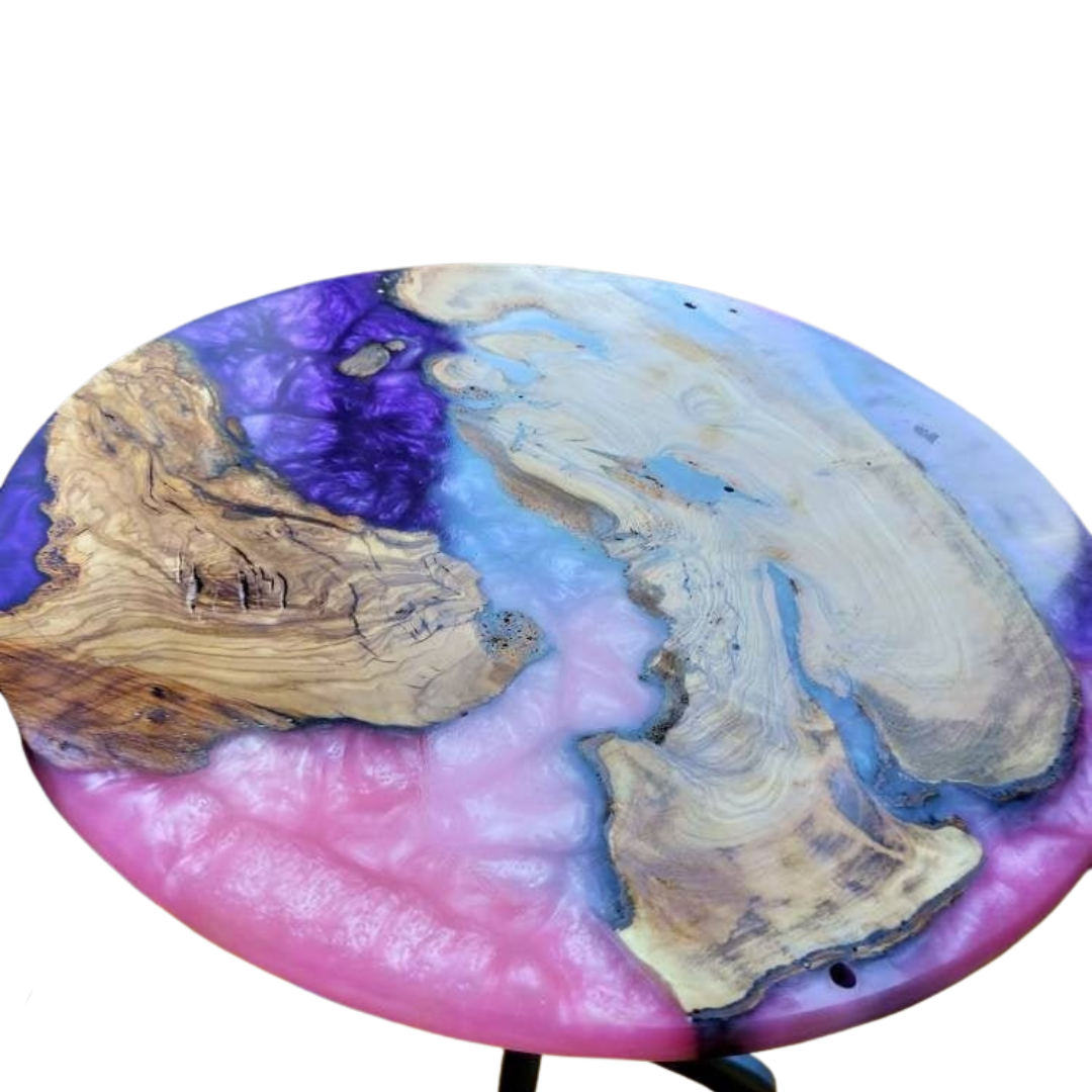 Epoxy Resin & Wood Table Top - Metallic Bicolor resinwoodliving