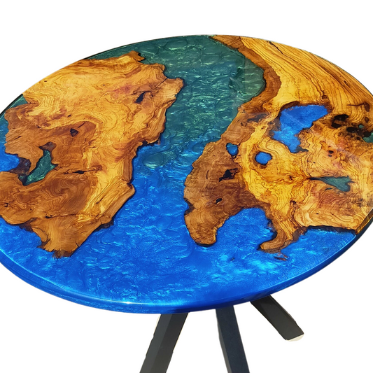 Epoxy Resin & Wood Table Top - Metallic Bicolor resinwoodliving