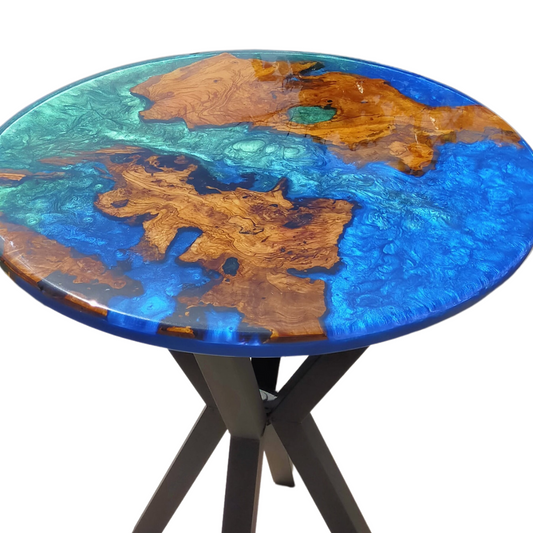 Epoxy Resin & Wood Table Top - Metallic Bicolor resinwoodliving