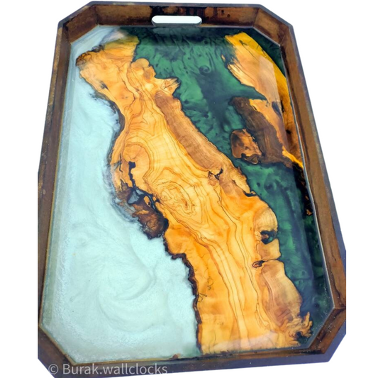 Epoxy Resin & Wood Serving Tray - Octagonal Edge Serving Tray resinwoodliving