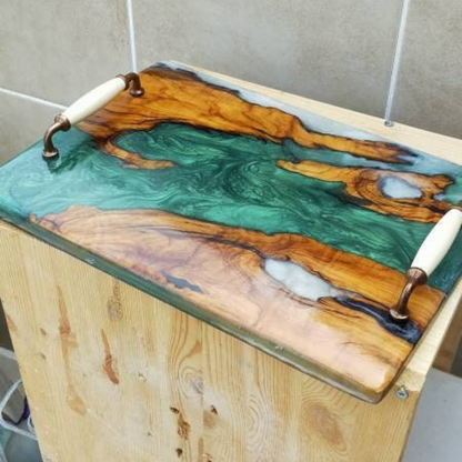 Epoxy Resin & Wood Serving Tray - No Edge Serving Tray resinwoodliving