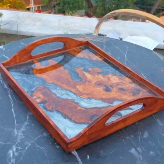 Epoxy Resin & Wood Serving Tray - Regular Edge Serving Tray resinwoodliving