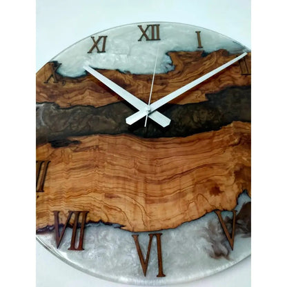 Bicolor Epoxy & Olive Wood Wall Clock Wholesale vendor