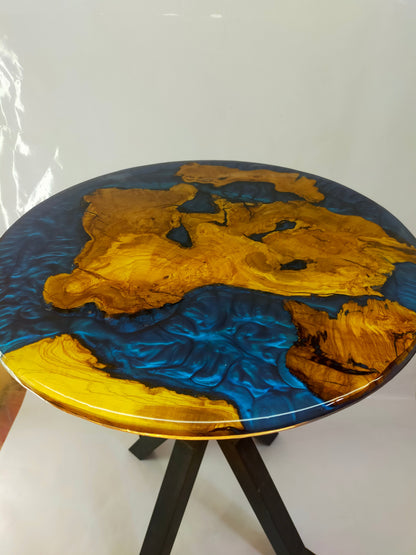 Epoxy Resin & Wood Table Top - Metallic Bicolor resinwoodliving