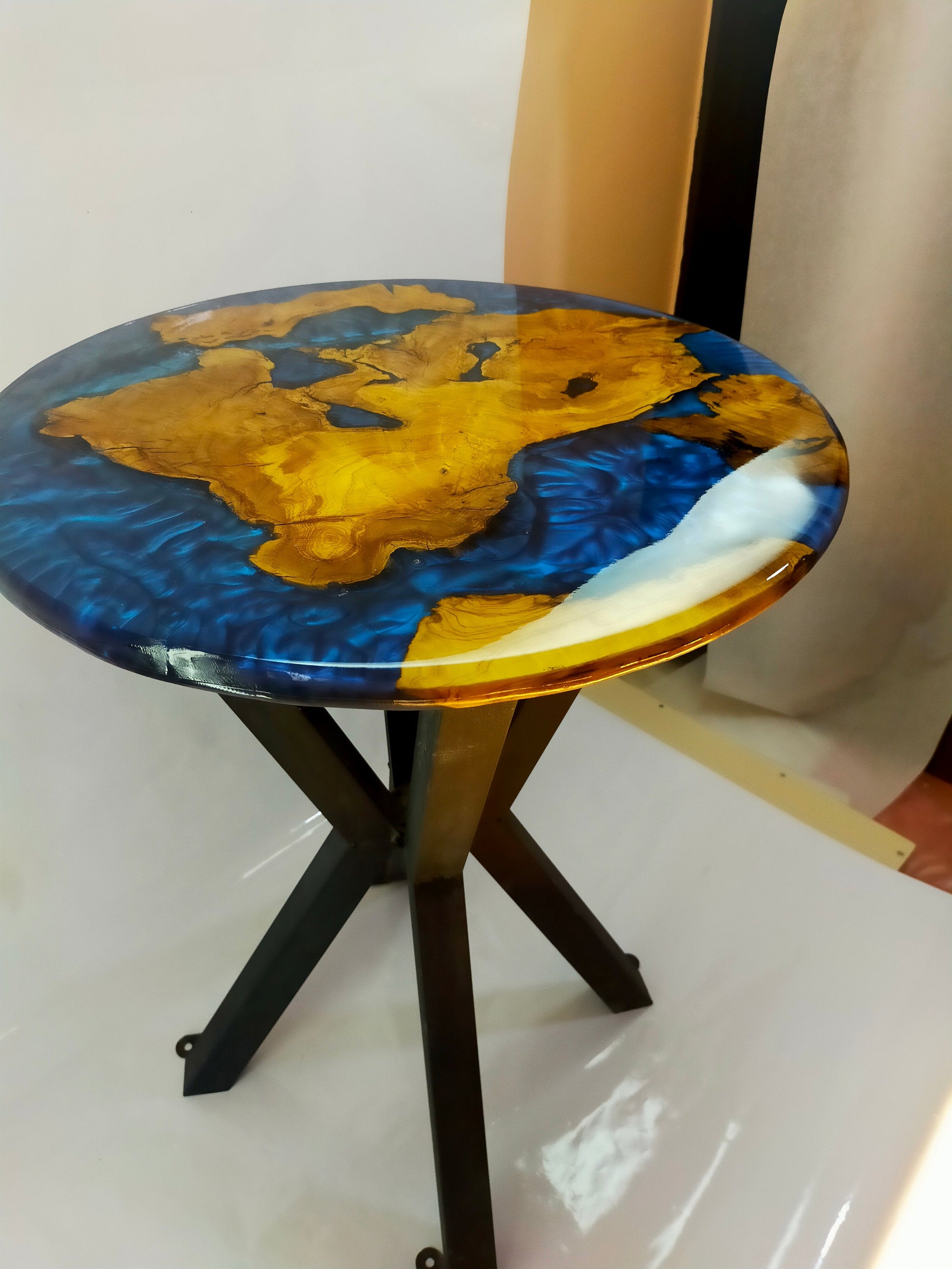 Epoxy Resin & Wood Table Top - Metallic Bicolor resinwoodliving