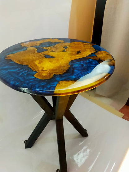 Epoxy Resin & Wood Table Top - Metallic Bicolor resinwoodliving