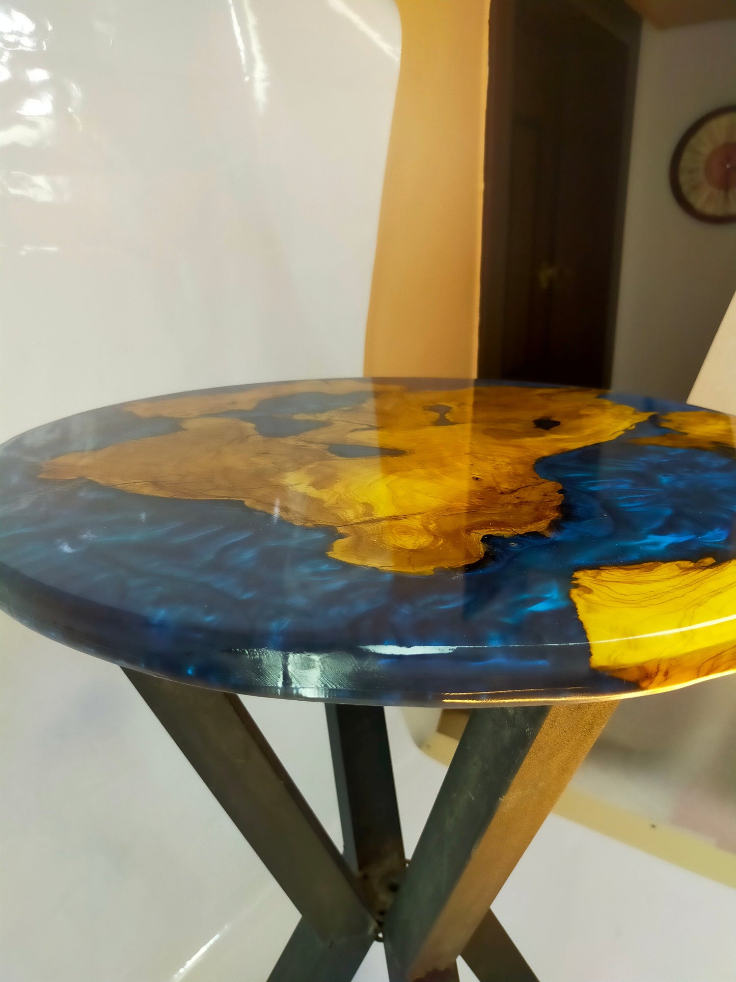 Epoxy Resin & Wood Table Top - Metallic Bicolor resinwoodliving