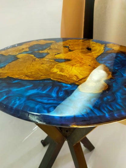 Epoxy Resin & Wood Table Top - Metallic Bicolor resinwoodliving