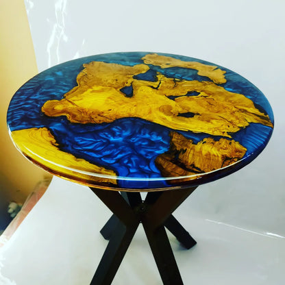 Epoxy Resin & Wood Table Top - Metallic Bicolor resinwoodliving