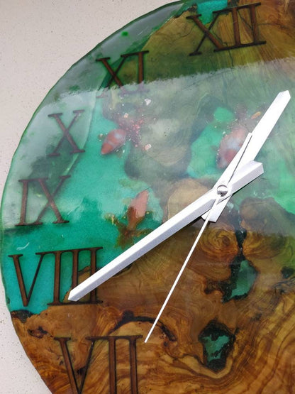 Aquarium Epoxy & Olive Wood Wall Clock Wholesale vendor