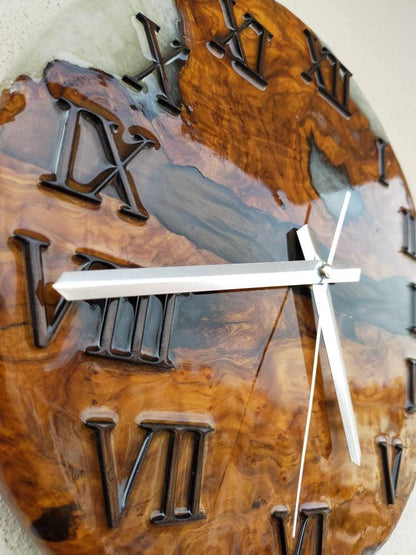 Metallic Color Epoxy & Olive Wood Wall Clock Wholesale vendor