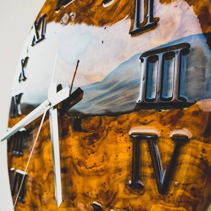 Bicolor Epoxy & Olive Wood Wall Clock resinwoodliving