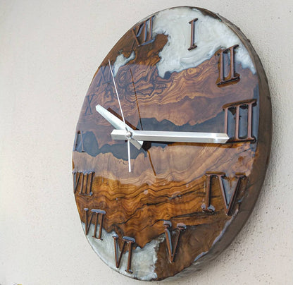 Bicolor Epoxy & Olive Wood Wall Clock Wholesale vendor