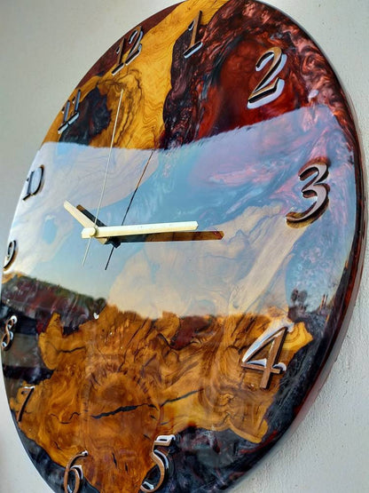 Bicolor Epoxy & Olive Wood Wall Clock Wholesale vendor