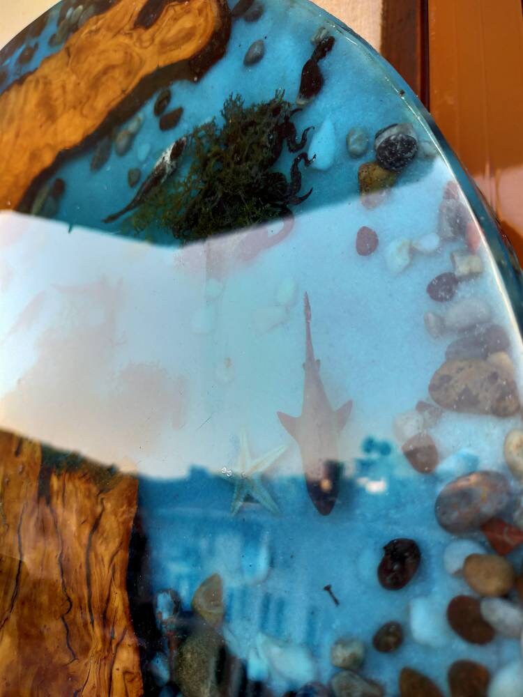 Aquarium Epoxy & Olive Wood Wall Clock Wholesale vendor