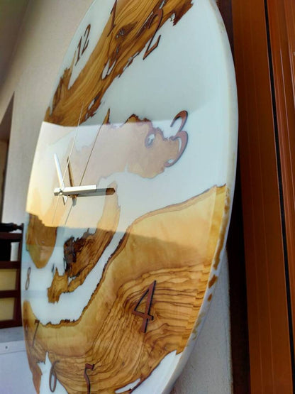 Metallic Color Epoxy & Olive Wood Wall Clock Wholesale vendor