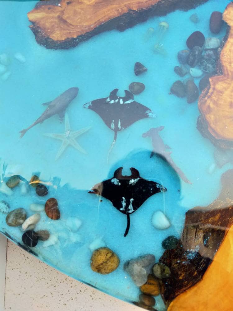 Aquarium Epoxy & Olive Wood Wall Clock Wholesale vendor