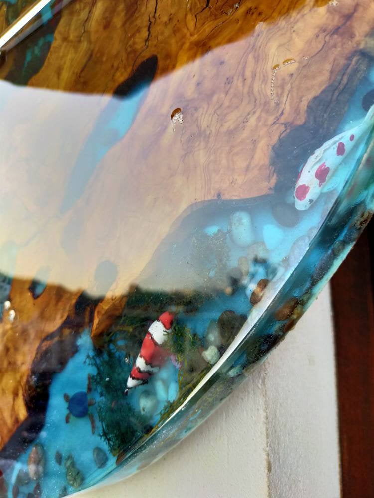 Aquarium Epoxy & Olive Wood Wall Clock Wholesale vendor