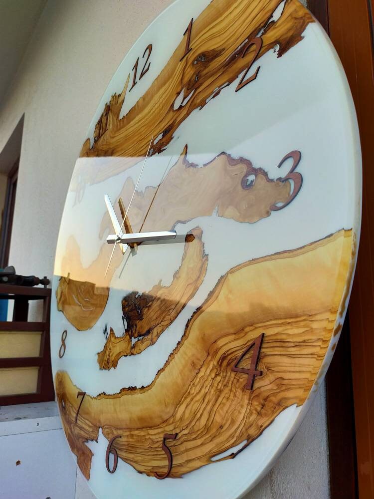 Metallic Color Epoxy & Olive Wood Wall Clock Wholesale vendor