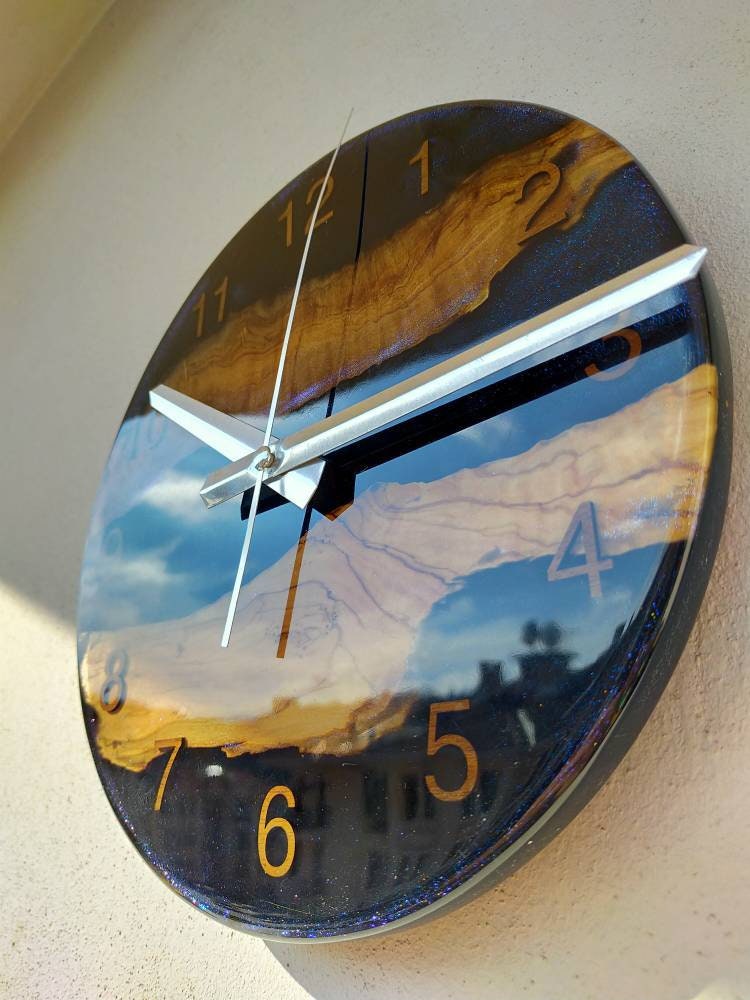 Transparent Epoxy & Olive Wood Wall Clock Wholesale vendor