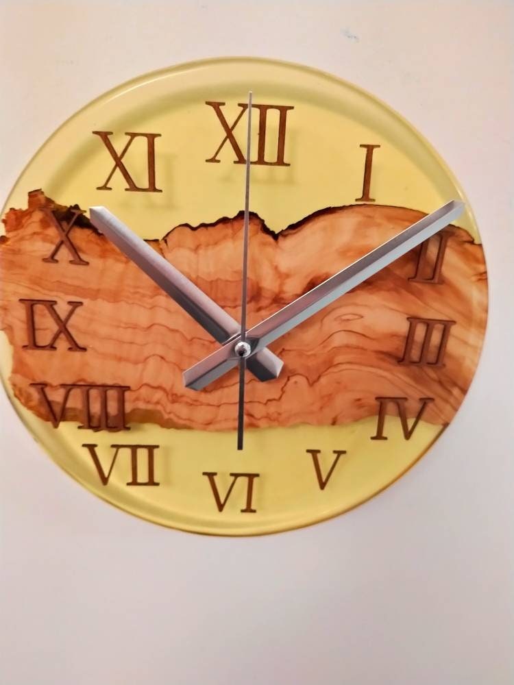 Transparent Epoxy & Olive Wood Wall Clock Wholesale vendor