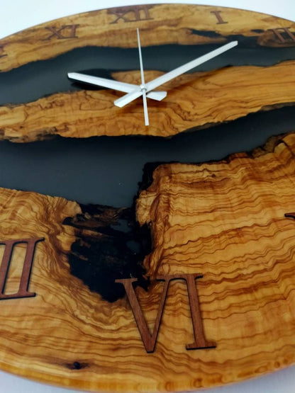 Transparent Epoxy & Olive Wood Wall Clock Wholesale vendor