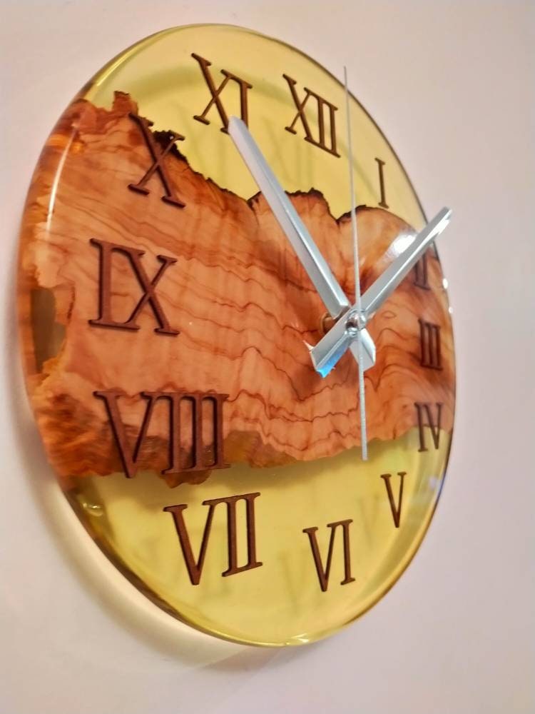 Transparent Epoxy & Olive Wood Wall Clock Wholesale vendor