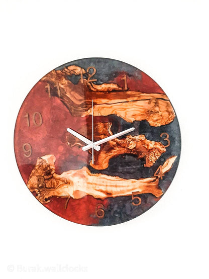 Bicolor Epoxy & Olive Wood Wall Clock resinwoodliving