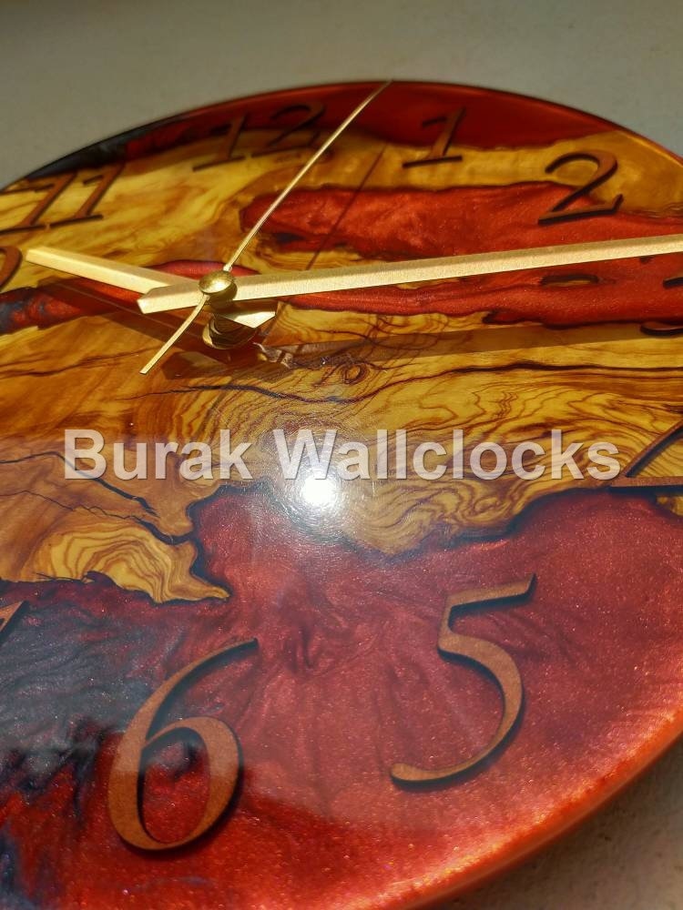 Bicolor Epoxy & Olive Wood Wall Clock Wholesale vendor