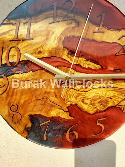 Bicolor Epoxy & Olive Wood Wall Clock Wholesale vendor