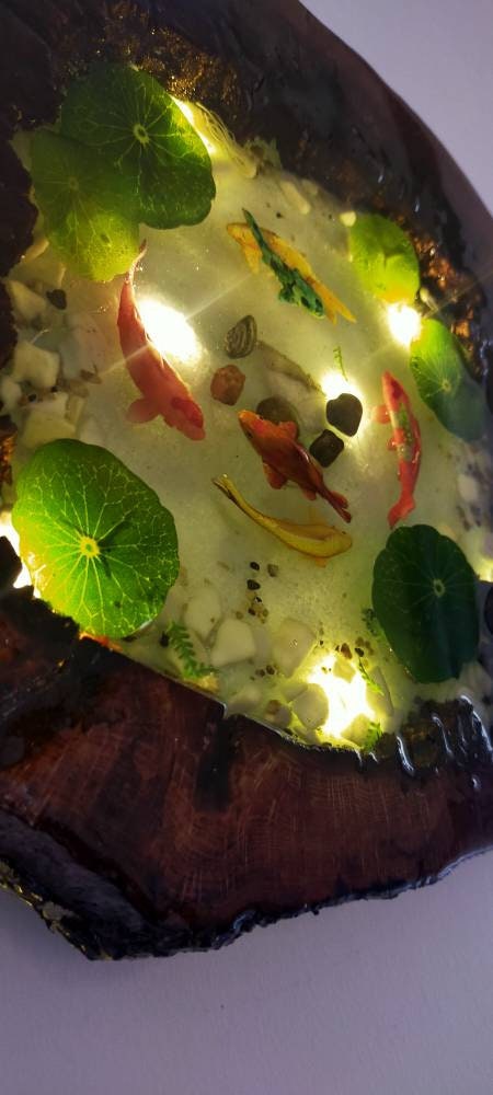 Koifish in resin, gift for friend, Aquarium Look 3D fish pond, Housewarming gift resinwoodliving