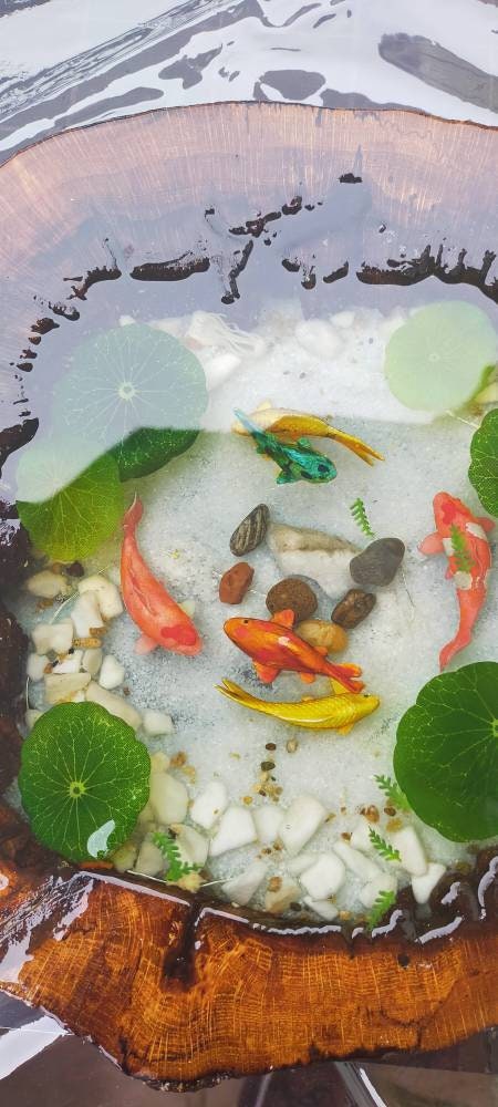 Koifish in resin, gift for friend, Aquarium Look 3D fish pond, Housewarming gift resinwoodliving