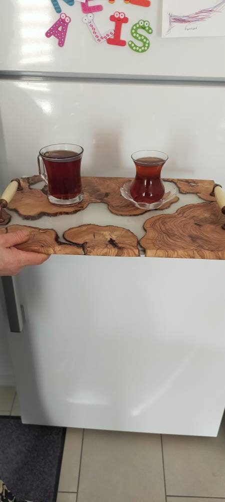 Epoxy Resin & Wood Serving Tray - No Edge Serving Tray resinwoodliving