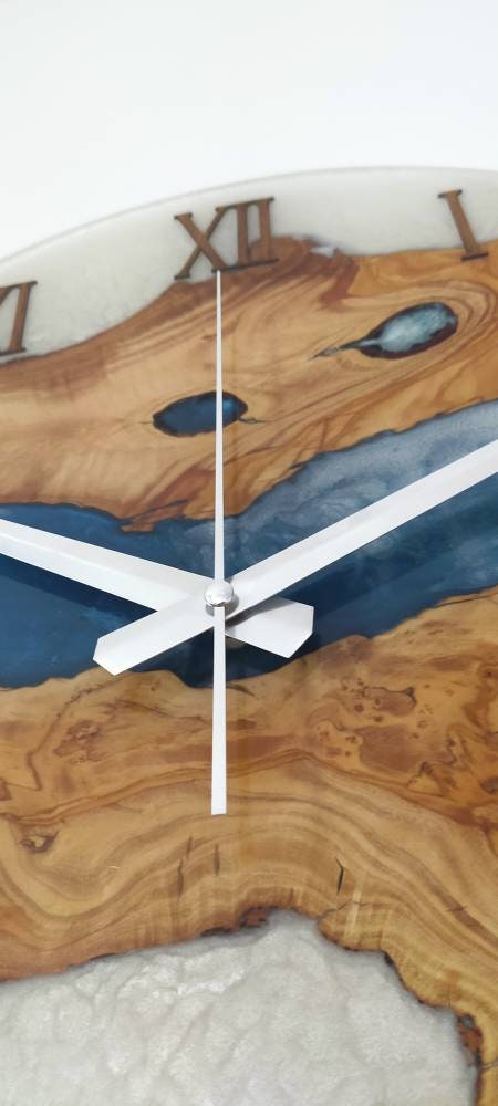 Bicolor Epoxy & Olive Wood Wall Clock resinwoodliving