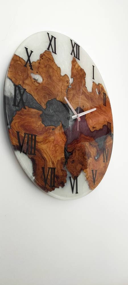 Bicolor Epoxy & Olive Wood Wall Clock resinwoodliving