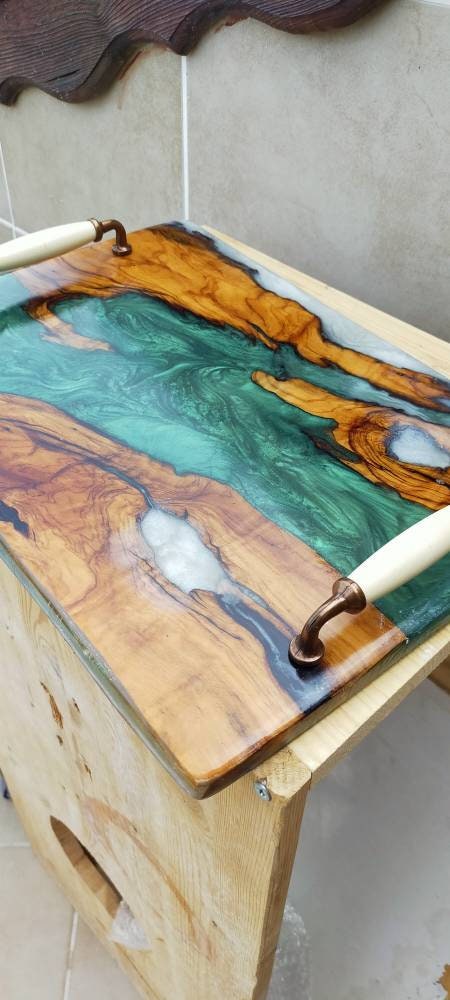 Epoxy Resin & Wood Serving Tray - No Edge Serving Tray resinwoodliving