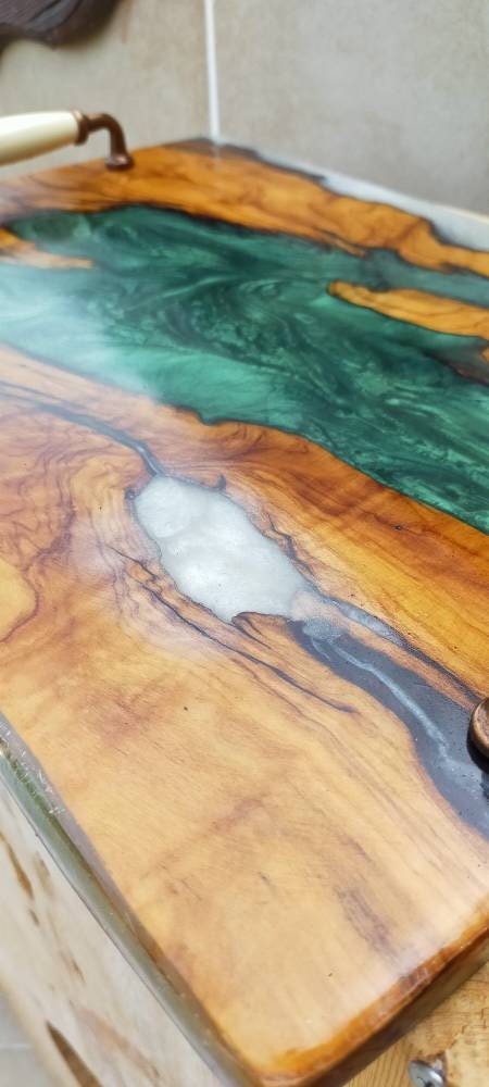 Epoxy Resin & Wood Serving Tray - No Edge Serving Tray resinwoodliving