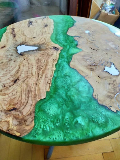 Epoxy Resin & Wood Table Top - Metallic resinwoodliving