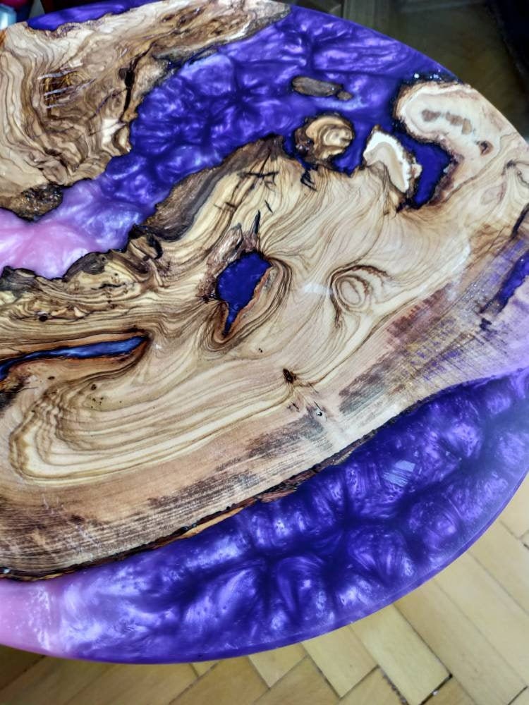 Epoxy Resin & Wood Table Top - Metallic Bicolor resinwoodliving