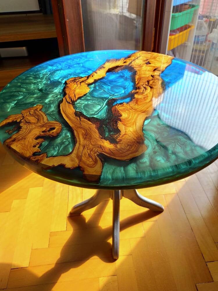 Epoxy Resin & Wood Table Top - Metallic Bicolor resinwoodliving