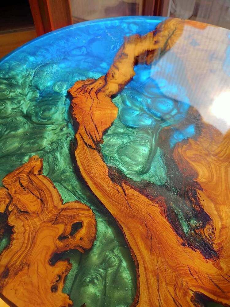 Epoxy Resin & Wood Table Top - Metallic Bicolor resinwoodliving