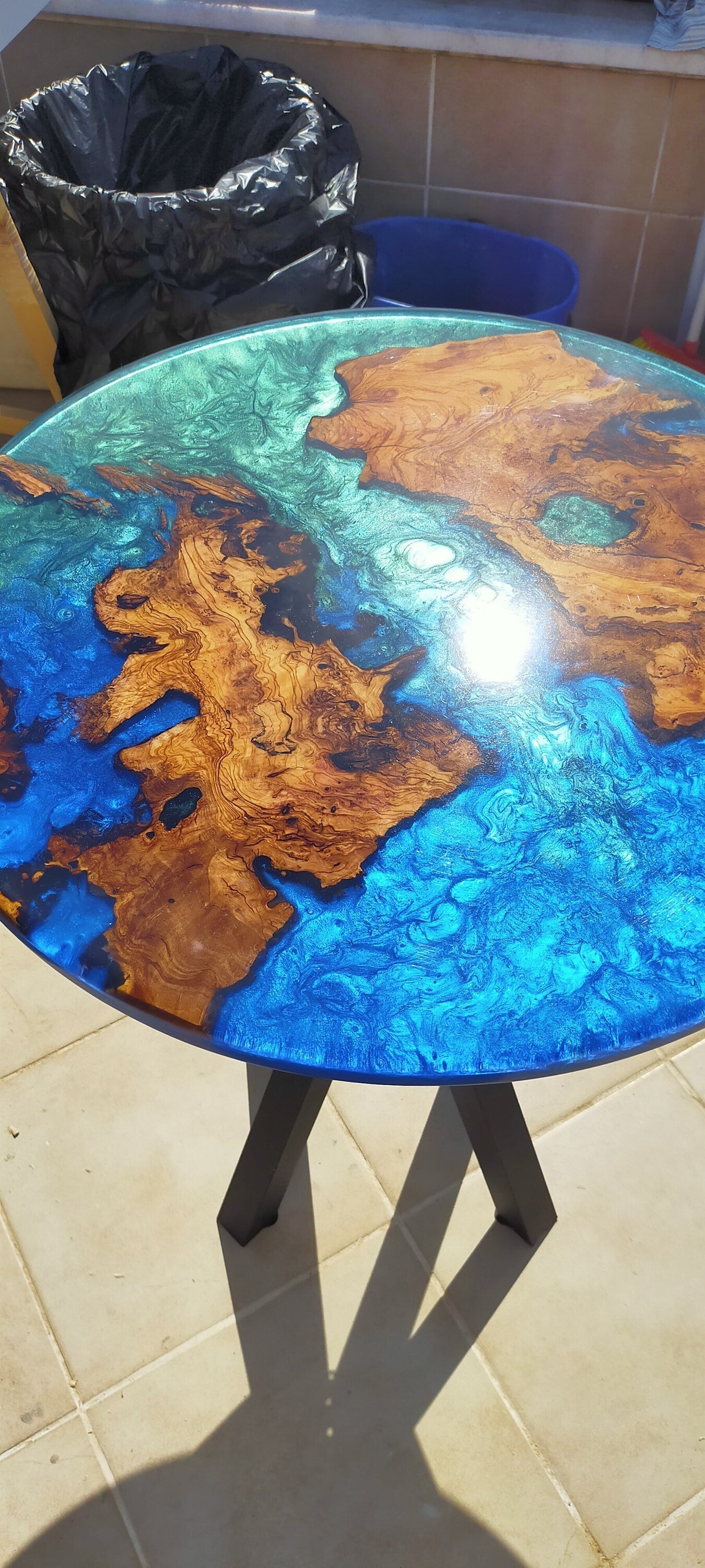 Epoxy Resin & Wood Table Top - Metallic Bicolor Wholesale vendor