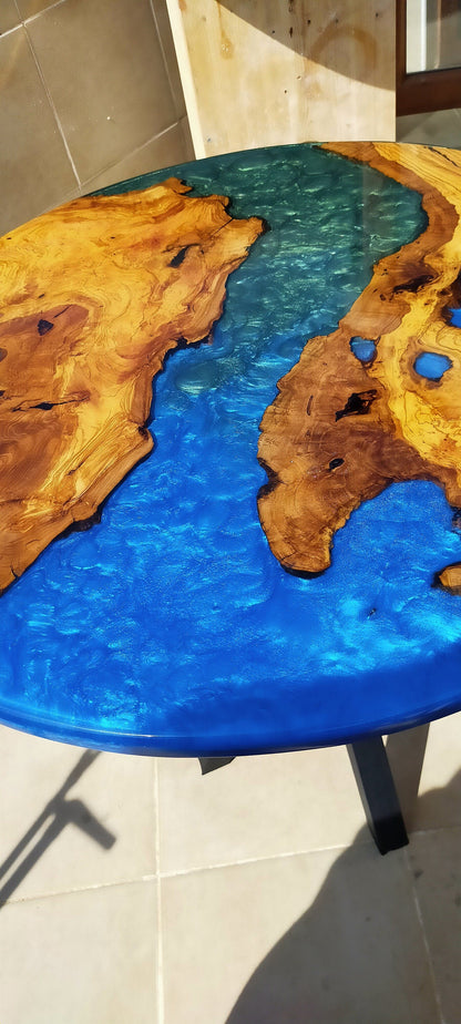 Epoxy Resin & Wood Table Top - Metallic Bicolor resinwoodliving