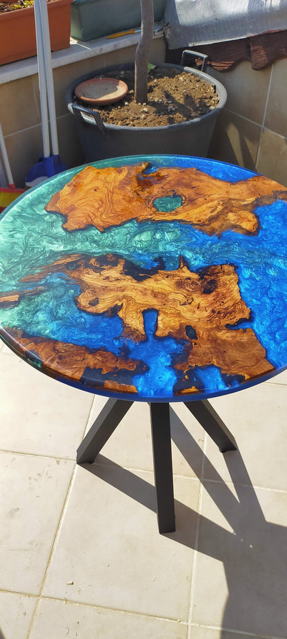 Epoxy Resin & Wood Table Top - Metallic Bicolor resinwoodliving